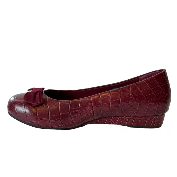 Vionic Orthaheel Lydia Croc Embossed Leather Low Wedge Ballet Flats Shoes Sz 11W - Picture 8 of 15